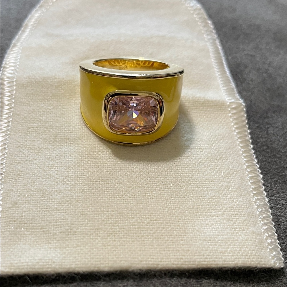 Ramla Elegant Gold and Pink Stone Ring.NWOT